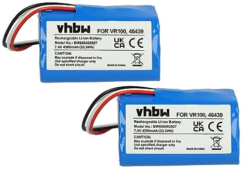 vhbw 2X Batteries Compatible avec Vorwerk Kobold VR100 | robot électroménager (4500mAh, 7,4V, Li-ion)