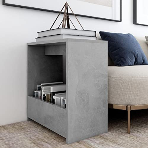 Homgoday Beistelltisch, grau, Beton, 50 x 26 x 50 cm, aus Spanplatte, platzsparend, Schrank für den Außenbereich, Balkon für Wohnzimmer, Büro, Schlafzimmer, Badezimmer