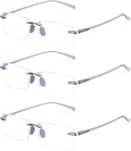 TERAISE Randlose Lesebrille Bequeme Leichte Rahmenlose Leser Männer Frauen Blaues Licht Blocking Computer Brillen
