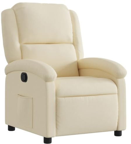 vidaXL Sillón Reclinable, Silla con Respaldo Reposabrazos, Sillón de Televisión Relax Descanso, Asiento para Salón Hogar, Tela Crema