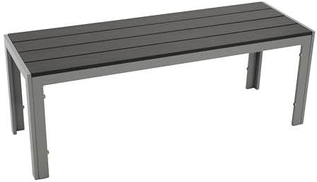 DEGAMO Gartenbank Hockerbank Sorano 2-sitzer 120cm, Gestell Aluminium Silbergrau, Sitzfläche Kunstholz dunkelgrau, Outdoor