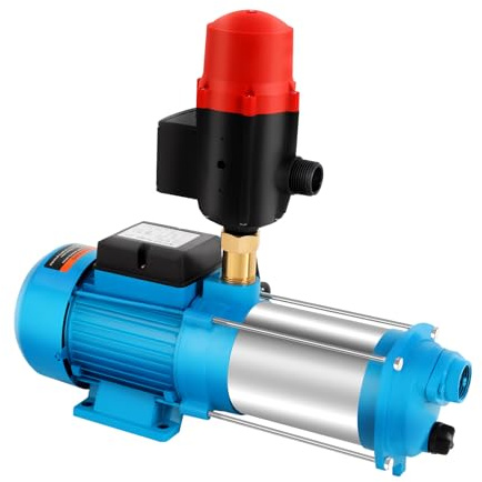 Kreiselpumpe, Gartenpumpe, selbstansaugende Gartenpumpe, wasserpumpen, Zentrifugalwasserpumpe für den Hausgebrauch, Edelstahl-Wasserpumpe mit Automatikschalter, 9,8bar 4000L/H. (A)
