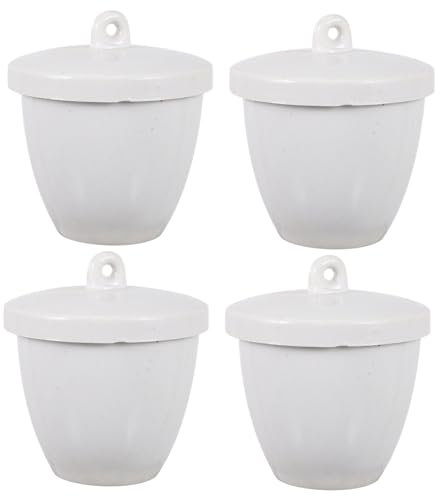 Gatuida 4pièces Creusets Cylindriques Céramique avec Couvercle Lot pour Raffinage Résistants Aux Hautes Températures
