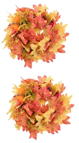 PRETYZOOM 2stücke Künstlicher Herbstkranz Mit Kürbis Und Beeren Dekorative Wreath Für Halloween Und Erntedankfest Für Tür Und Wanddekoration Lebendig Und Pflegeleicht