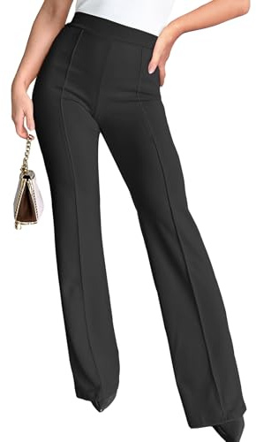 Agenlulu Wide Leg Dress Pants for Women Elastic High Waist Straight Leg Pants Business Casual Pull on Office Work Slacks Black