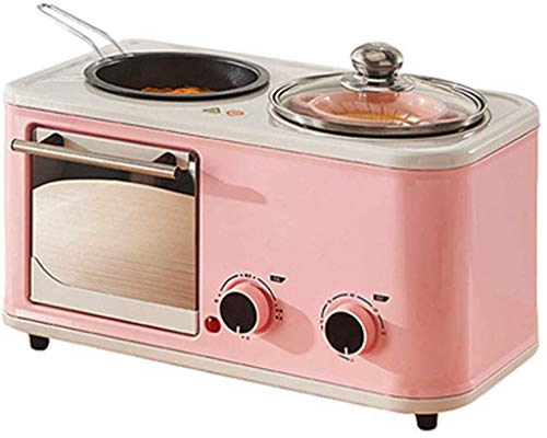 máquina de desayuno multifuncional Estación de desayuno 3 en 1, máquina multifunción para hacer desayuno con mini horno eléctrico, sartén, olla, estación de desayuno familiar para hornear, freír