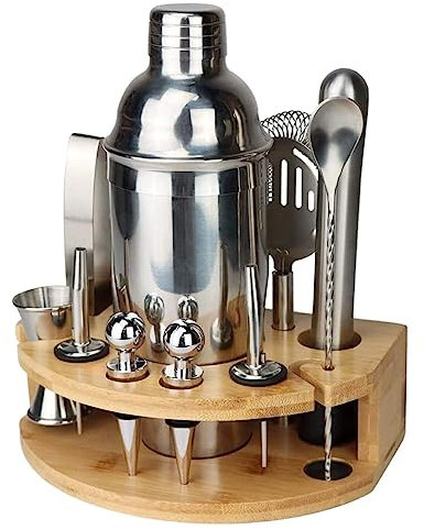Cocktail Shaker Cocktail Making Kit 12 Pieces Cocktail Shaker Set With Stand Stainless Steel Bar Tool Set Bartender Kit Cocktail Maker Cocktail Kit (Color : A, Size : 550ml)