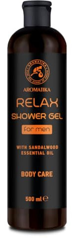 Gel de Ducha Relax 500ml - Gel de Ducha para Hombre con Aceite Esencial de Sándalo - Cuidado Corporal - Cuidado de la Piel - Limpieza y Cuidado - Fragancia Fresca - Aroma Masculino