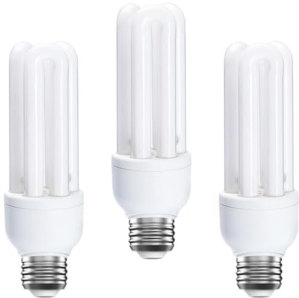 3 Pack Energy Saving 11W, 11W=60W E27 ES CFL Light Bulbs, Edison Screw CFL Light Bulbs, Compact Fluorescent Light Bulb, Daylight 6400K