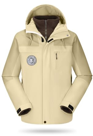 CAMELSPORTS Herren Mountain Skijacke 3 in 1 Wasserdicht Winterjacke Warme Schneejacke Kapuze Regenmantel Winddicht Wintermantel