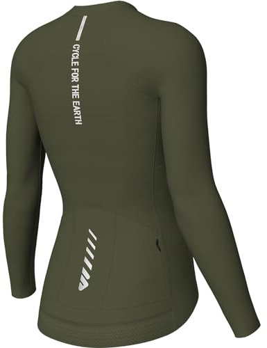 Wulibike Maillot Cycliste Femme Respirant et Confortable, Séchage Rapide Vêtement Vélo Femme Réfléchissant et Anti-UV, avec 3 Poches Arrière Olive Vert M