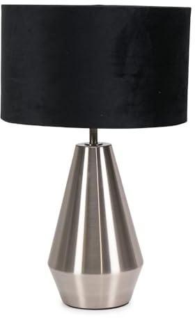 ValueLights | Silver Metal Touch Dimmer Table Lamp with Black Velvet Shade | Home Décor, Bedside & Desk Lamp | Includes Bulb