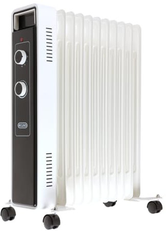 ECOSO Luan 2500W White UK Plug Oil Filled Electric Radiator - 620mm x 240mm