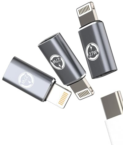 Adaptador USB C hembra a Lightning macho (lote de 3)tipo C 27W cargador rápido adaptador de cable para IPhone14 13 Pro para IPad Enchufe Conector Carga Certificado para Apple MFI Teléfono Portabl