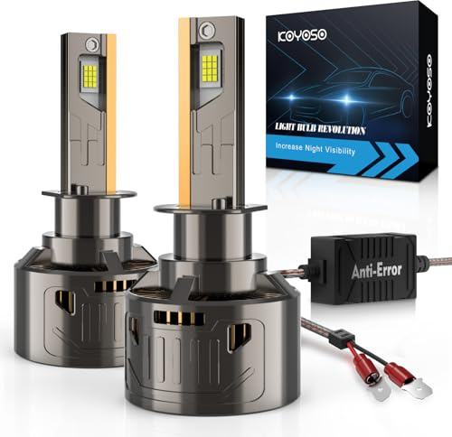 KOYOSO H1 LED-glödlampor mot fel: CANBUS redo 200 W 3 6 000 LM LED-lampa - utan fel halogenstrålkastare ersättning konverteringssats för 12 V bil