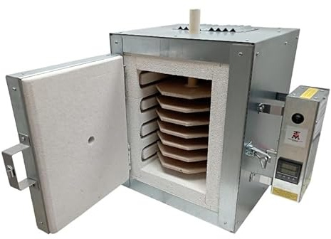 7 estantes giratorios manuales, cámara de 12 litros, mesa, horno programable 1100C/2012F