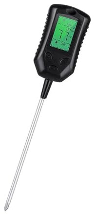 KACCDE Comprobador 4 en 1 de fertilidad del suelo de jardín con lecturas de temperatura de luz, humedad precisa, temperatura y