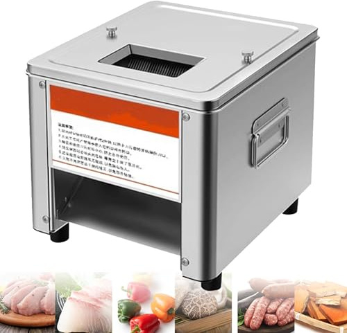Electric Meat Cutter Machine for Slicing, Cubing, and Shredding Beef, Chicken, Fish, and Vegetables, 850W Stainless Steel Blade for Commercial Use