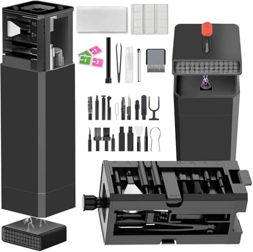 Kit per la pulizia del telefono con pulitore per porta di ricarica, pennino, schermo e spazzola per altoparlanti, per iPhone, Samsung, AirPods, MacBook, laptop, PC, tastiera, iPad (nero, con stucco e