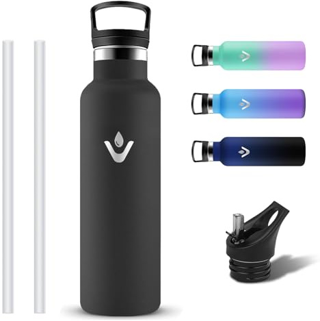 Grsta Borraccia Termica 750ml, Riutilizzabile Borracce Termiche, Borraccia Acciaio Inox, Bottiglia Termica con Cannuccia, Senza BPA Borracce Palestra a Prova di Perdite per Lavoro, Bici, Trekking