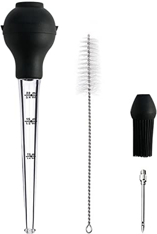 Turkey Baster Food Grade Cooking Basting Tools Detachable Round Bulb Baster Cooking Gadget for Meat Poultry Beef Chicken Turkey and Food Injector