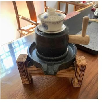 Hand Cranked Stone Grain Mill for Grinding Dry and Wet Foods, Perfect for Grains, Beans, and Barley, Ideal for Tea Powder and Matcha Preparation