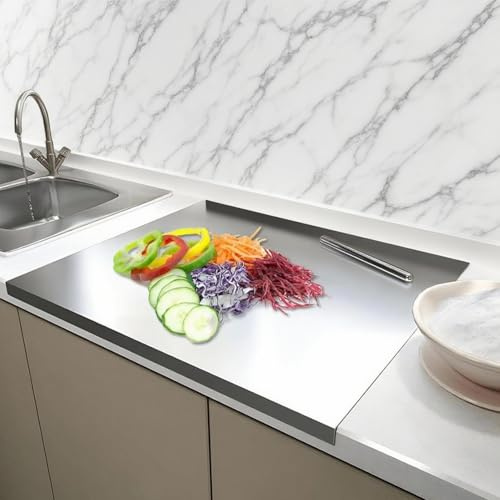 Tabla de Cortar Acero Inoxidable 40 x 50 cm, Tablas de Cocina con Borde de Parada