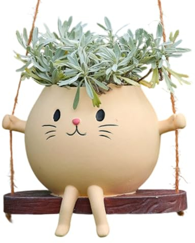 Maceta oscilante – 12 x 13 x 11 cm, Maceta para Gatos, Soporte de Resina para Flores, decoración para balcón, alféizar de Ventana, Entrada, Patio, Acento creativhome, para Espacios