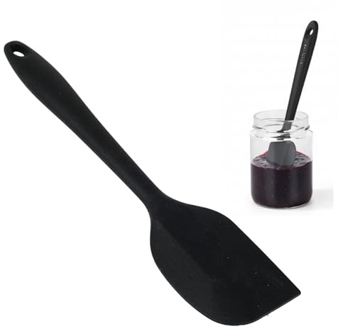 Petite spatule en silicone de 22,7 cm : 315 ℃ résistante à la chaleur jusqu’à 315 °C, antiadhésive et sans couture, mini spatule de cuisine pour mélanger, gratter et cuisiner facilement (Noir)