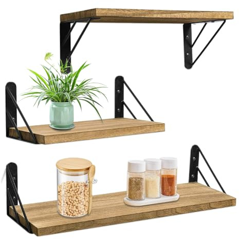 LCUHAVA Wandregal Holz Regal Wand 3er Set Regale für Wände Regalbrett 29/36/42 cm Schweberegal Holz Maximale Belastung 40lbs für Wohnzimmer, Schlafzimmer, Badezimmer, Küche, Büro