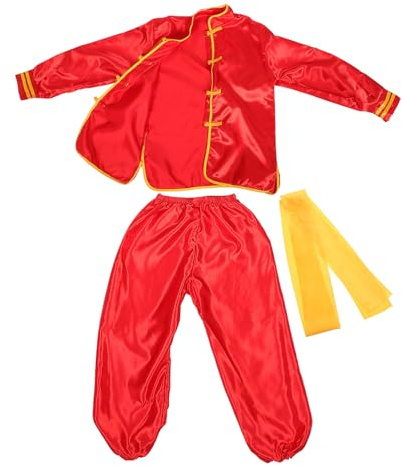 MOLUCKFU Conjunto De Trajes De Kung Fu Infantil Rojo 140 Cm Manga Larga Uniforme Ligero De Artes Marciales Para Niños Ropa De Entrenamiento Multifuncional Para Prácticas y Actuaciones