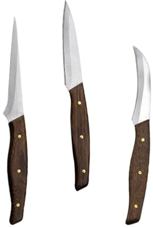 Generico Set da 3 Coltelli per Intagliare la Frutta Manico in Legno Utensili da Cucina per Decorazioni di Frutta e Verdura Resistente e Pratico per Uso Domestico e Ristorazione