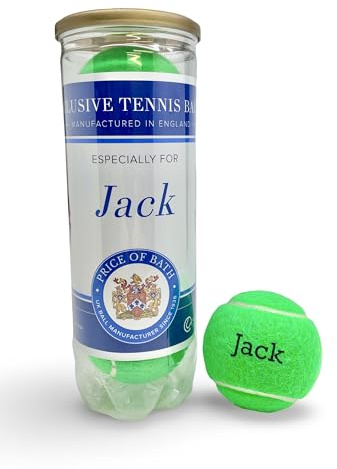 Price of Bath 3 personalisierte farbige Tennisbälle in Einer individuell beschrifteten Tube | Individueller Textaufdruck! | Auswahl aus 10 Farben | Hergestellt in Großbritannien | (Grün)