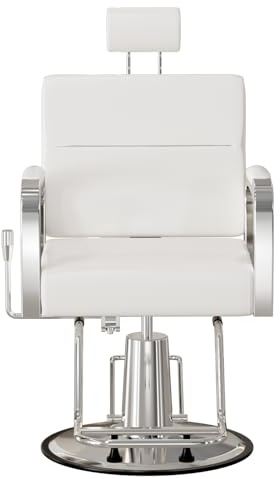 Paisaifo - Silla de peluquería hidráulica reclinable, altura ajustable para peluquería, salón de belleza, 61 x 52 x 100-113 cm, color blanco
