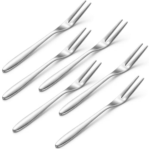 6 Pcs Stainless Steel Forks for Cocktail Small Fruit Fork for Appetizers Cute Silver Metal Forks for Parties Wedding Daily Events Dishwasher Safe