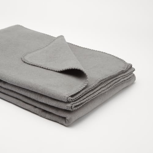 Yogabox Flauschige Kuscheldecke 150x200 cm, Wolldecke einfarbig, Pflegeleichte Baumwolle, kuschelig weich und angenehm warm, Graphit