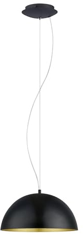 EGLO Pendellampe Gaetano 1, 1 flammige Pendelleuchte, Hängelampe aus Stahl | Farbe: Schwarz, gold, Fassung: E27, Ø: 38 cm