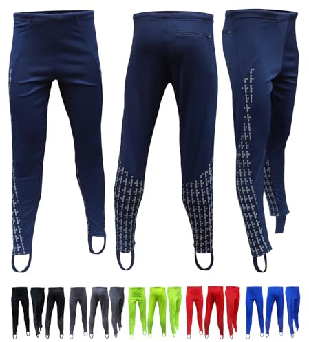 Acclaim Athens Mens Four Way Stretch Polyester Reflective Print Running Exercise Fitness Training Elasticated Tie Cord Waist Track Tights Pants Leggings