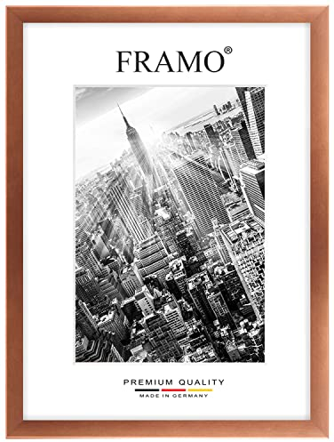 FRAMO Holz Bilderrahmen 57 x 85 cm nach Maß - Kupfer Braun | Größe wählbar | inkl. entspiegeltes Acrylglas | Rahmen für Puzzle | Foto | Poster