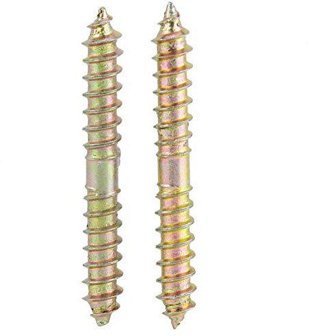 Hyuduo 10pcs Zinc Plated Double Ended Dowel Screws Self-Tapping Wood Screws 6x50mm for Furniture Cabinet Assembly and Wood Joining Fasteners