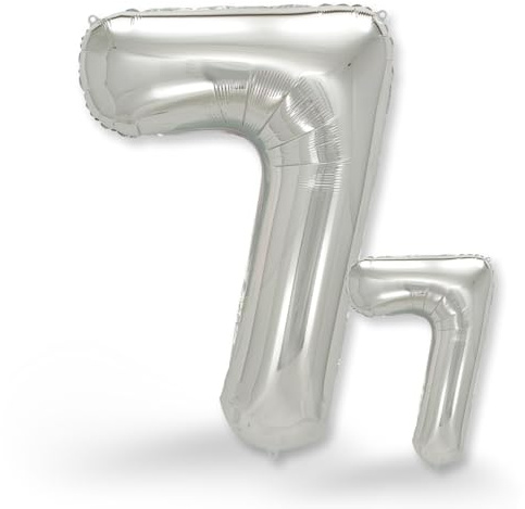 FUNXGO folienballon 7 Silber set - 2 Stück -100 & 38cm- luftballons Zahlen 7-7 Geburtstag - XXL Riesenzahl Geburtstagsdeko Set luftballon 7 silber ballon 7
