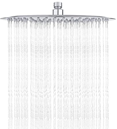 Ibergrif M20299 Rociador para Ducha Redondo, Alcachofa de Ducha de Acero Inoxidable, Plata, 30 cm