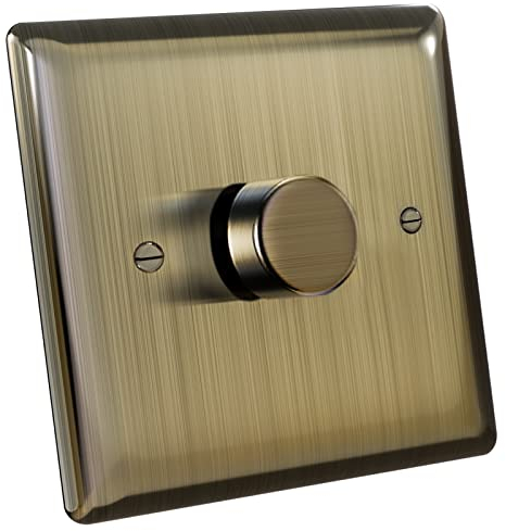 Zigtiger Dimmer Switch, Dimmer Light Switch, Led Dimmer Switch LED/Incandescent Bulbs/Halogen Lamps 3-100W 2-Way(1 Gang/Antique Brass)