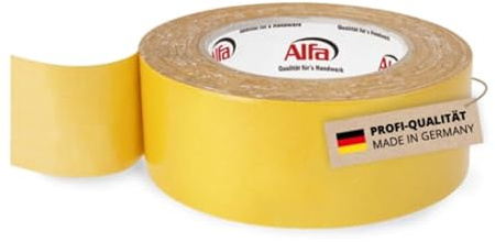 Alfa Verlegeband Top-Fix 25 m x 50 mm – Doppelseitiges Klebeband | Profi-Qualität - Zum Verlegen von Teppich und PVC-Belag - Hohe Anfangshaftung - Feuchtigkeitsbeständig