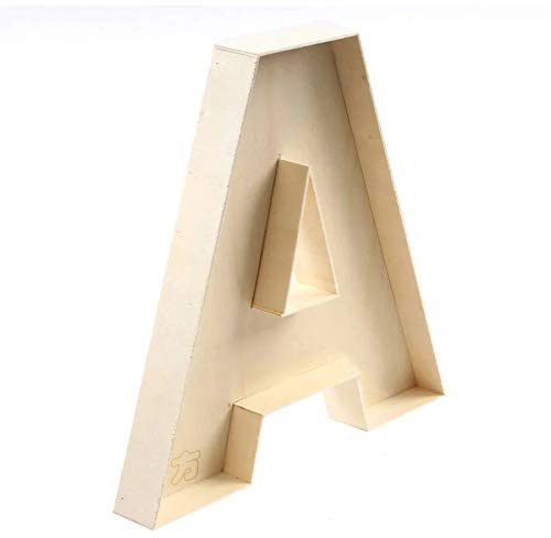 Letra A rellenable de madera de 22 cm, buzón rellenable, letras huecas A-Z