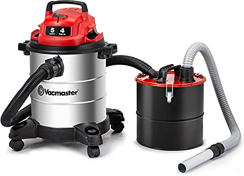 Vacmaster VOC508S 1102 5 Gallon Stainless Steel Wet Dry Shop Vacuum and 3 Gallon Ash Tank Combo