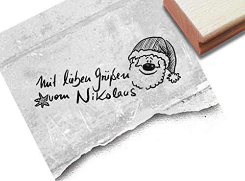 Stempel Mit lieben Grüßen vom Nikolaus - Textstempel Weihnachtszeit 6.Dezember Karten Geschenkanhänger Basteln Weihnachtsdeko Scrapbook- zAcheR-fineT