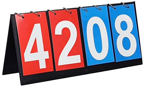 Scoreboard, 1 Pcs 4 Digit Flip Tabletop Scoring Board, Sports Competition Score Board, Scoreboards for Indoor Outdoor Basketball Football Pool Volleyball Hockey Ball Snooker Cricket Table Tennis