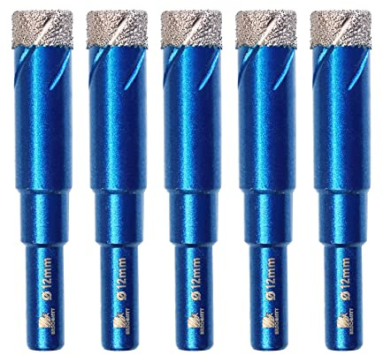 Forets Mèches Diamant Carrelage 12mm - BRSCHNITT Foret Céramique pour Porcelaine,Céramique, Granit,Carrelage（5 Pièces）