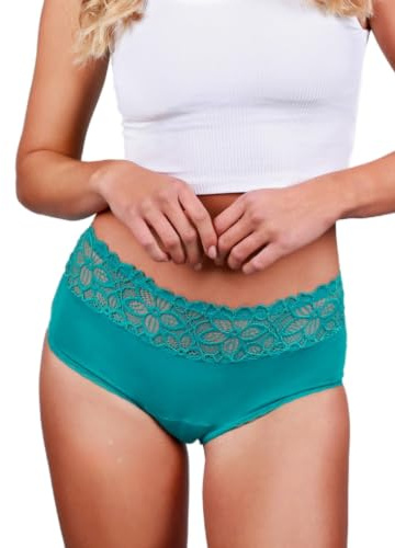 Deluxe Organic, Periodenunterschwäche Damen, Periodenslips, Periodenslip | Ersetzt bis zu 2,5 Tamponwechsel, leichte bis mittelstarke Tage, mit Spitze, Bio-Baumwolle, PFAS-frei, Periodenunterwäsche
